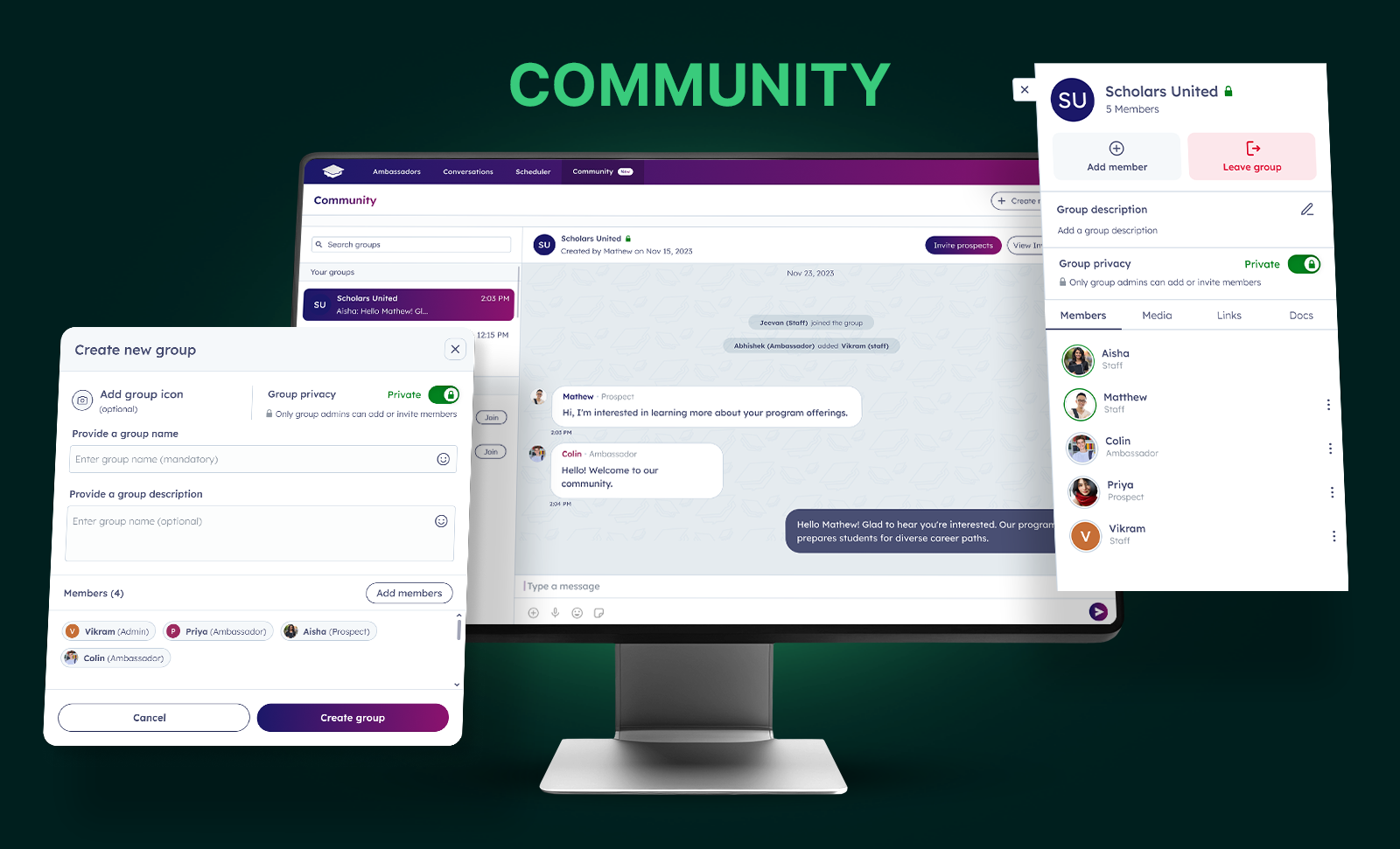 Mockup of Community section